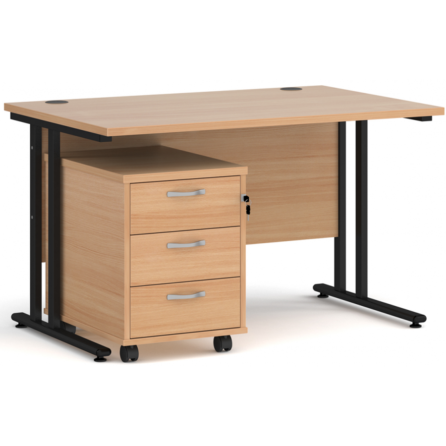 Maestro Straight Desk with Under Desk Pedestal